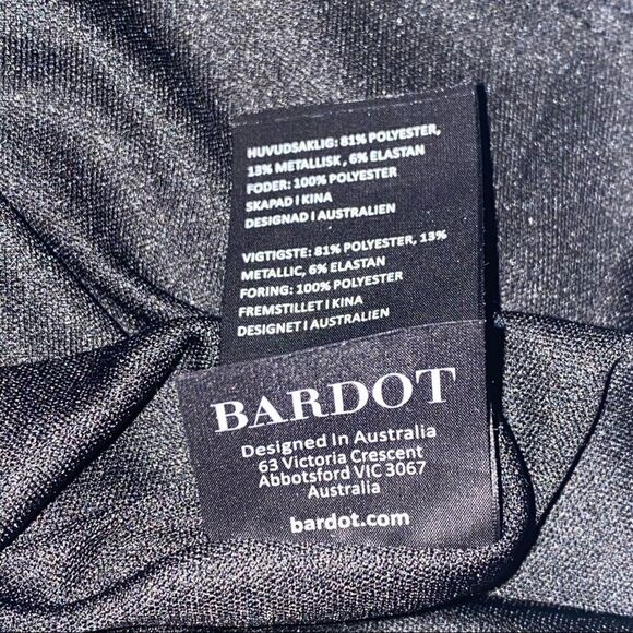 Bardot Marlena Silver Metallic Shimmer Long Balloon Sleeve Short Dress size 6 - Picture 11 of 12